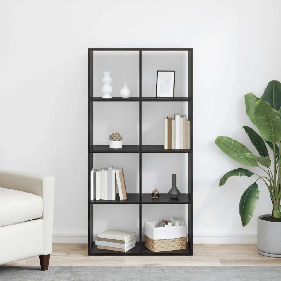 vidaXL Boekenkast 8-laags 69,5 x 29 x 137,5 cm Bewerkt hout zwart, foto 3