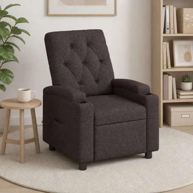 vidaXL Massage-relaxstoel Donkerbruin 75 x 95 x 101 cm Stof
