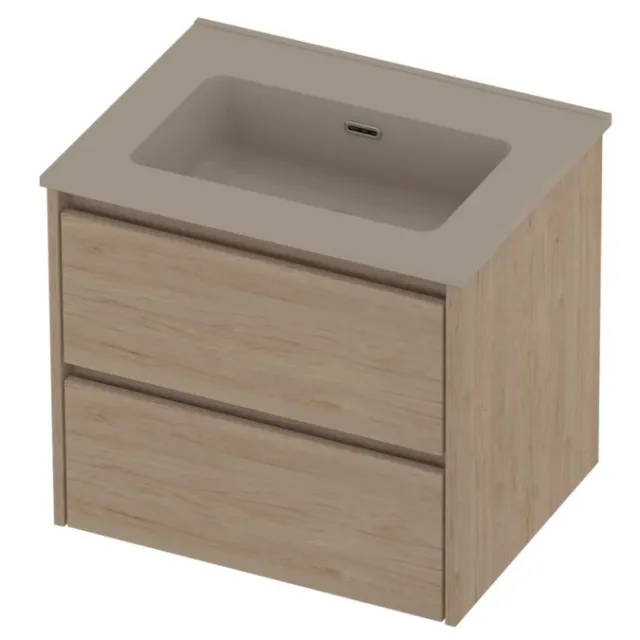 Proline Tribute Badmeubelset Porselein Elegant 1 Gat 60x46x54 cm Mat Crème Cotton Ideal Oak Eiken