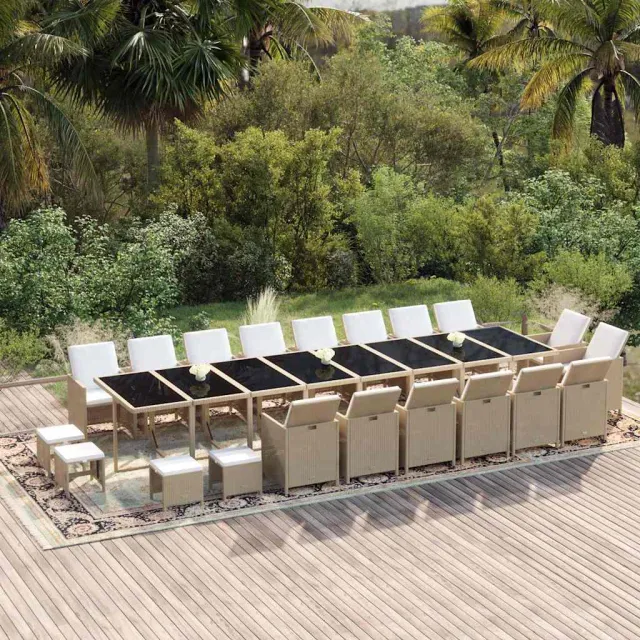 vidaXL 21-delige Tuinset met kussens poly rattan beige, foto 2