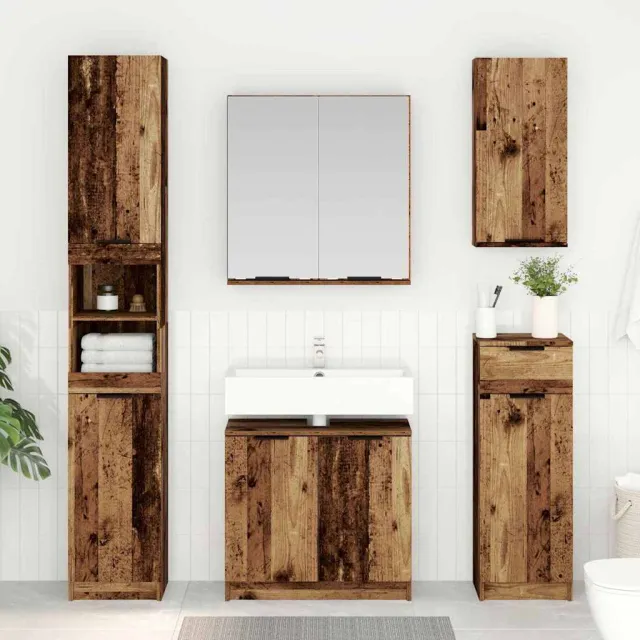 vidaXL Badkamerkastenset 3 st Oud Hout Bewerkt hout Bruin