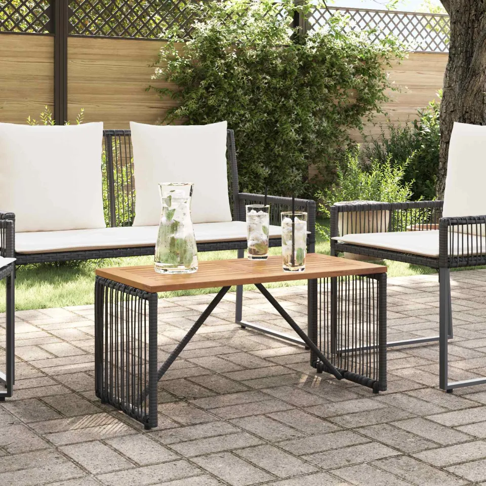vidaXL Buiten Tafel Grijs en Bruin 80 x 40 x 40 cm poly rattan, foto 4