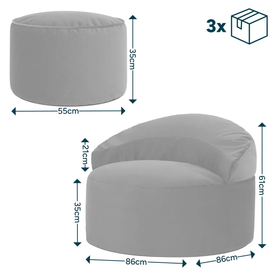icon - Orb Zitzak Fauteuil met Poef - Fluweel - Terracotta, foto 4