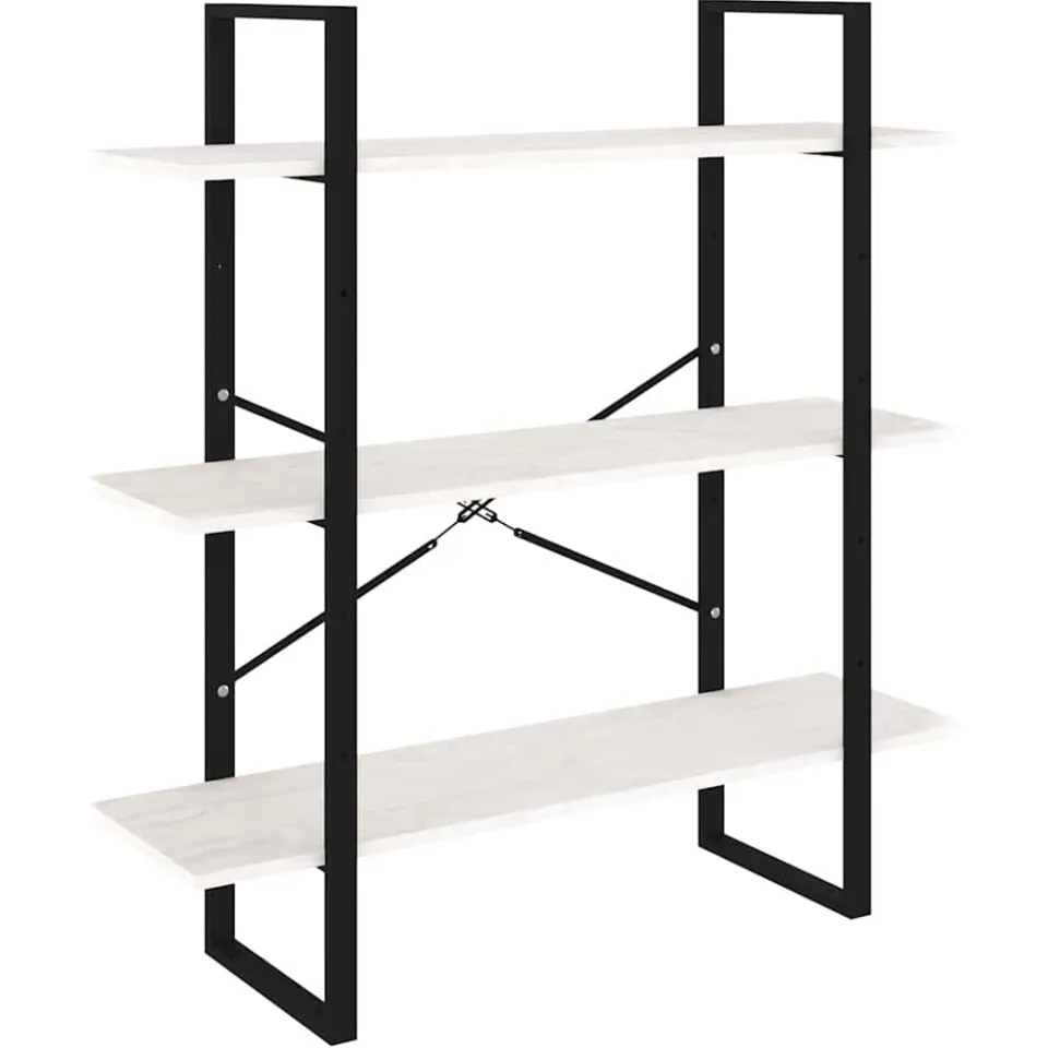 vidaXL Boekenkast met 3 schappen 100x30x105 cm massief grenenhout wit