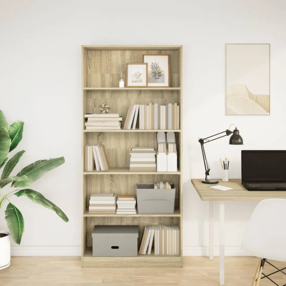 vidaXL Boekenkast Sonoma Eiken 80x24x176 cm Bewerkt Hout, foto 2