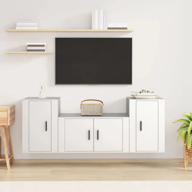vidaXL 3-delige Tv-meubelset bewerkt hout wit, foto 2