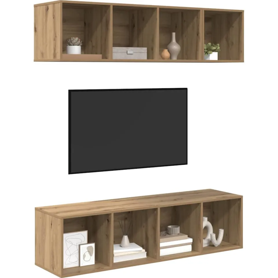 vidaXL Tv-meubelset 3 st Artisan Eiken Bewerkt hout, foto 3