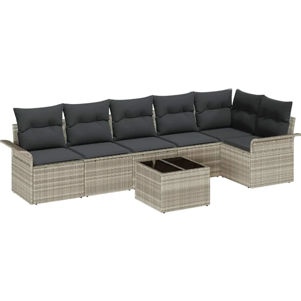 vidaXL Tuin Sofa Set 7 st Lichtgrijs poly rattan