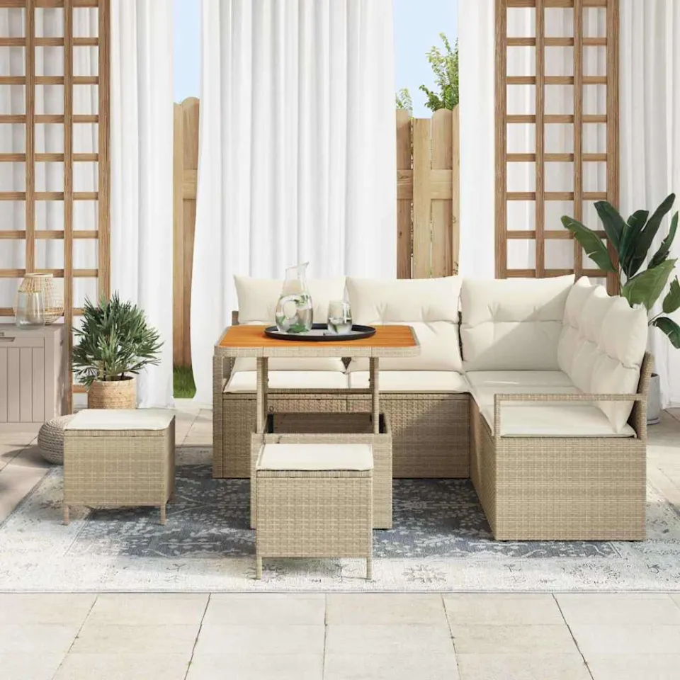 vidaXL Tuinbankenset 8 st Beige poly rattan, foto 3