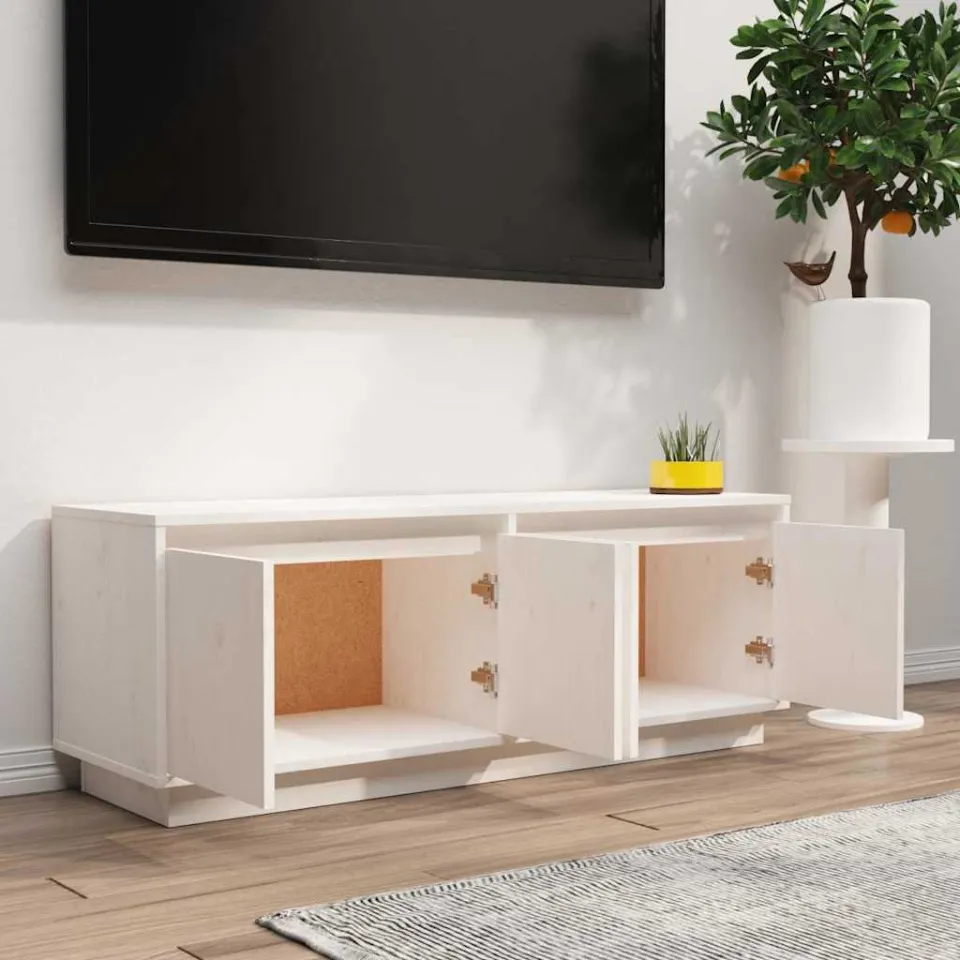 vidaXL Tv-meubel 110x34x40 cm massief grenenhout wit, foto 3