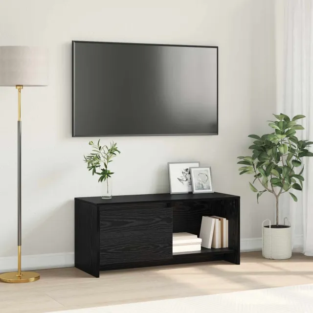 vidaXL Tv-meubelset 90 x 35 x 40 cm Zwart Eiken Bewerkt hout
