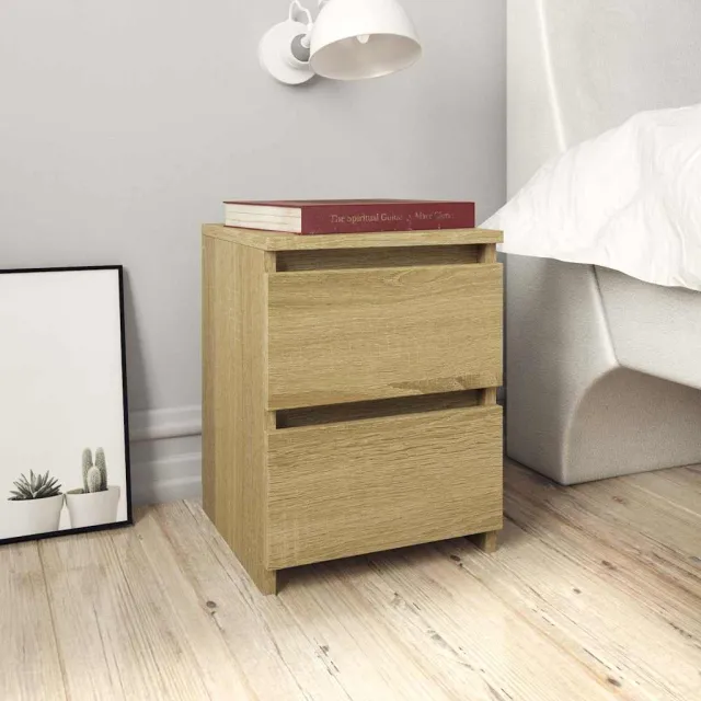 vidaXL Nachtkastjes 2 st 30x30x40 cm bewerkt hout sonoma eikenkleurig, foto 2