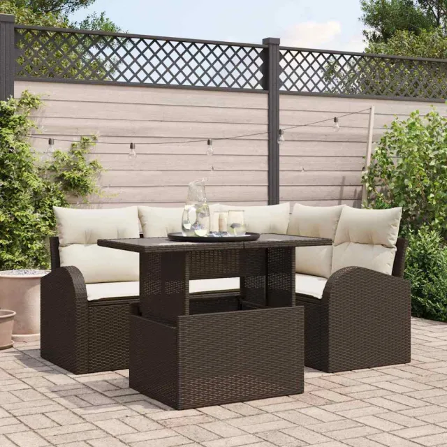 vidaXL Tuin Sofa Set 5 st Bruin poly rattan, foto 2