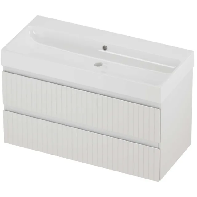 Proline Podium Badmeubelset Polystone Loft Zonder Gat 100x46x62 cm Glans Wit Glans Wit