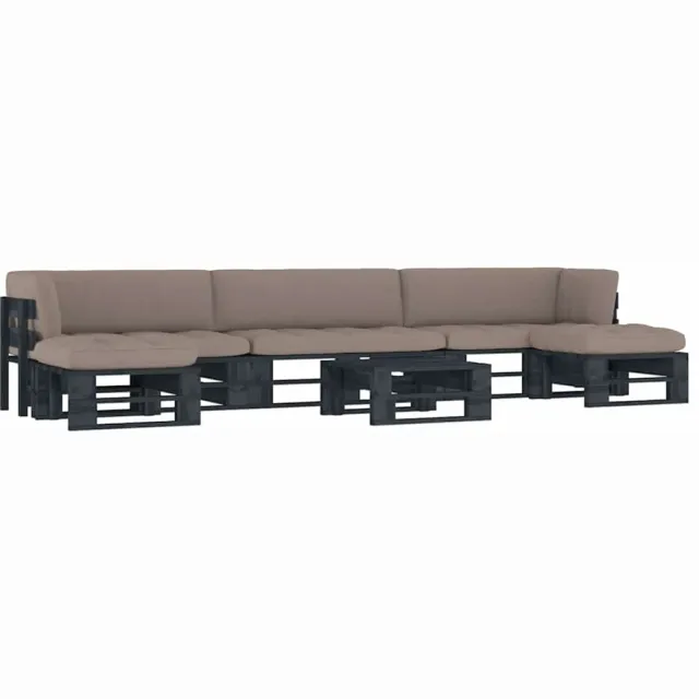 vidaXL 6-delige Loungeset pallet met kussens zwart geïmpregneerd hout, foto 2