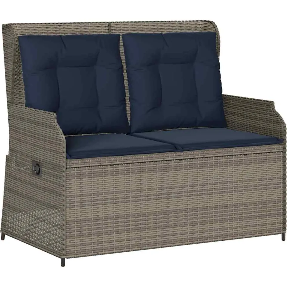 vidaXL Tuinbank Grijs poly rattan