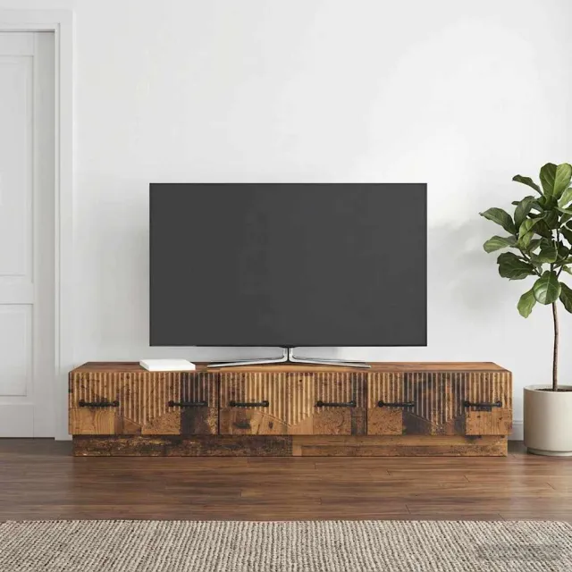 vidaXL TV-kast met lade Oud hout 147 x 34,5 x 27 cm Bewerkt hout Bruin