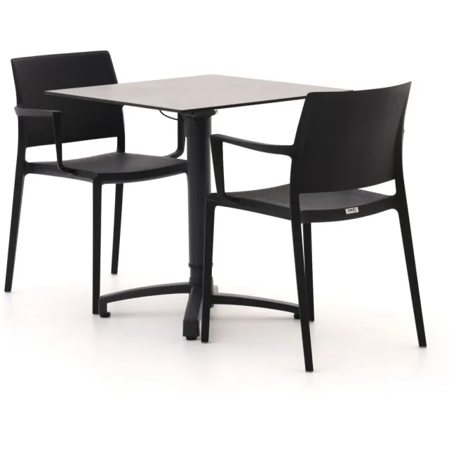 Forza Furniture Forza Sile/Canzo 70cm dining tuinset 3-delig verstelbaar Zwart
