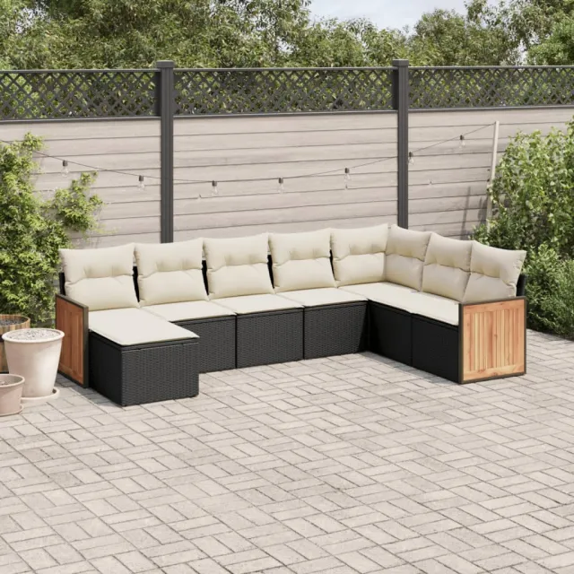 vidaXL 8-delige Loungeset met kussens poly rattan zwart, foto 2