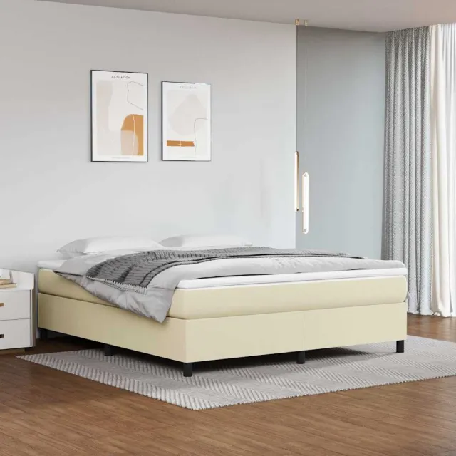 vidaXL Boxspring bed kunstleer crèmekleurig 160x200 cm