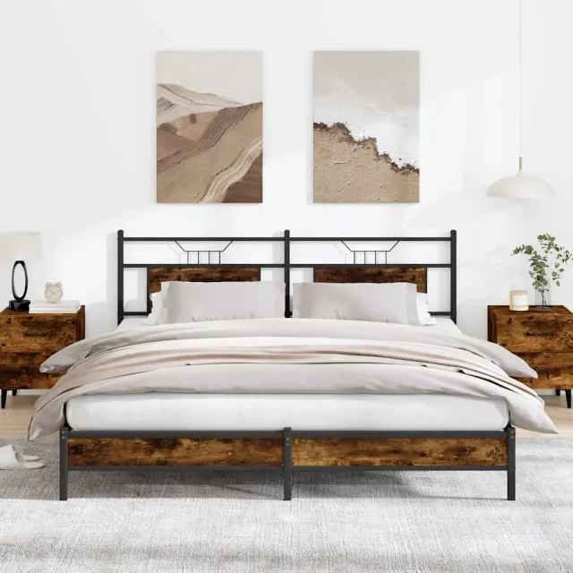vidaXL Bedframe zonder matras 183x203 cm spaanplaat gerookt eiken Bruin