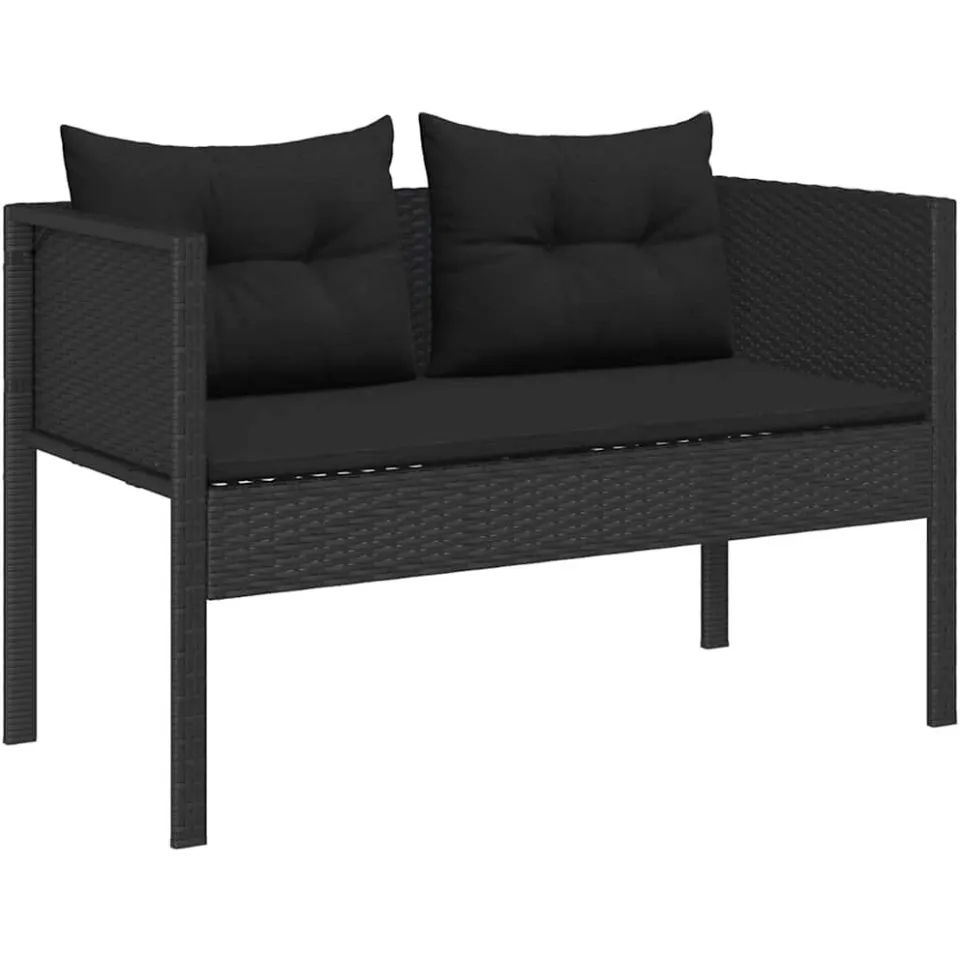 vidaXL Tuinbankenset 6 st Zwart poly rattan, foto 4