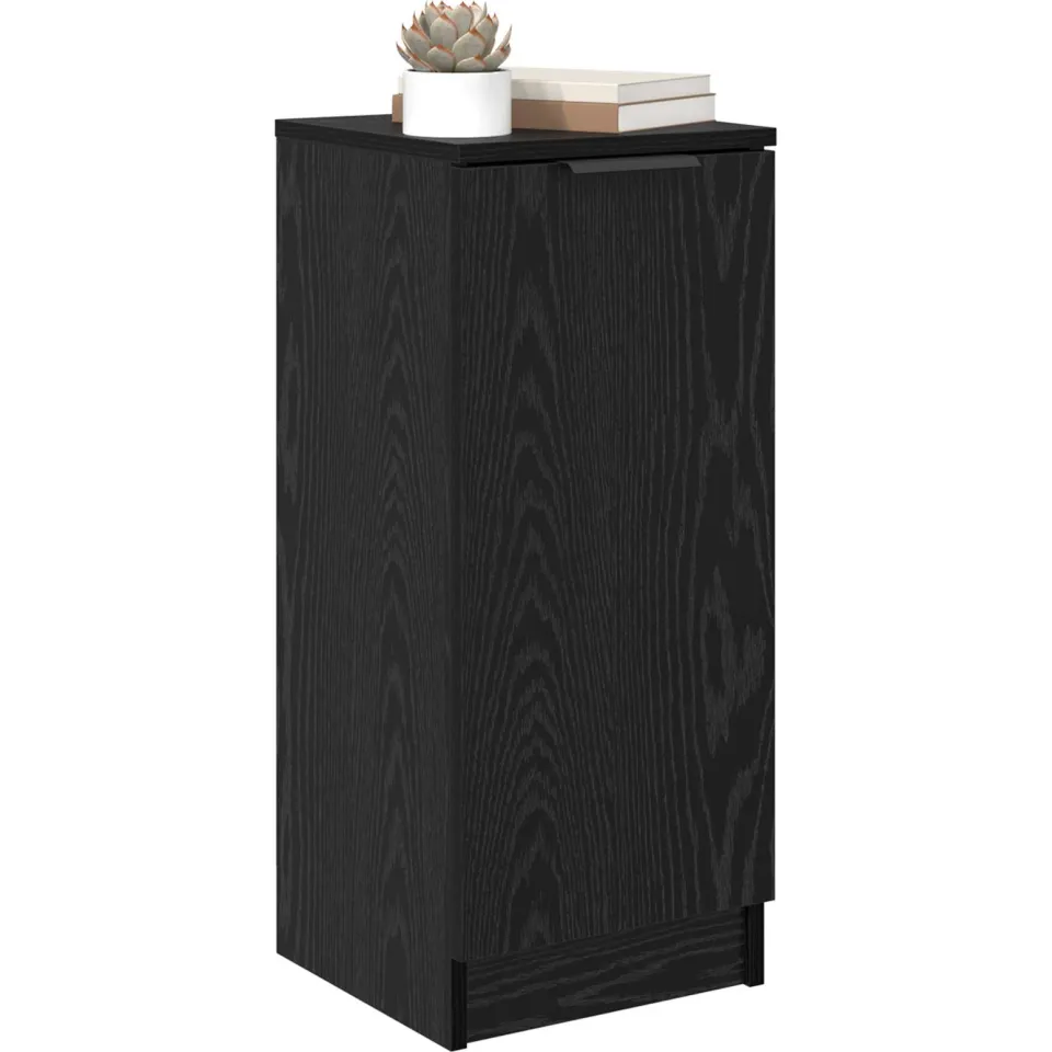 vidaXL Dressoir Zwart Eiken 30 x 30 x 70 cm Bewerkt hout