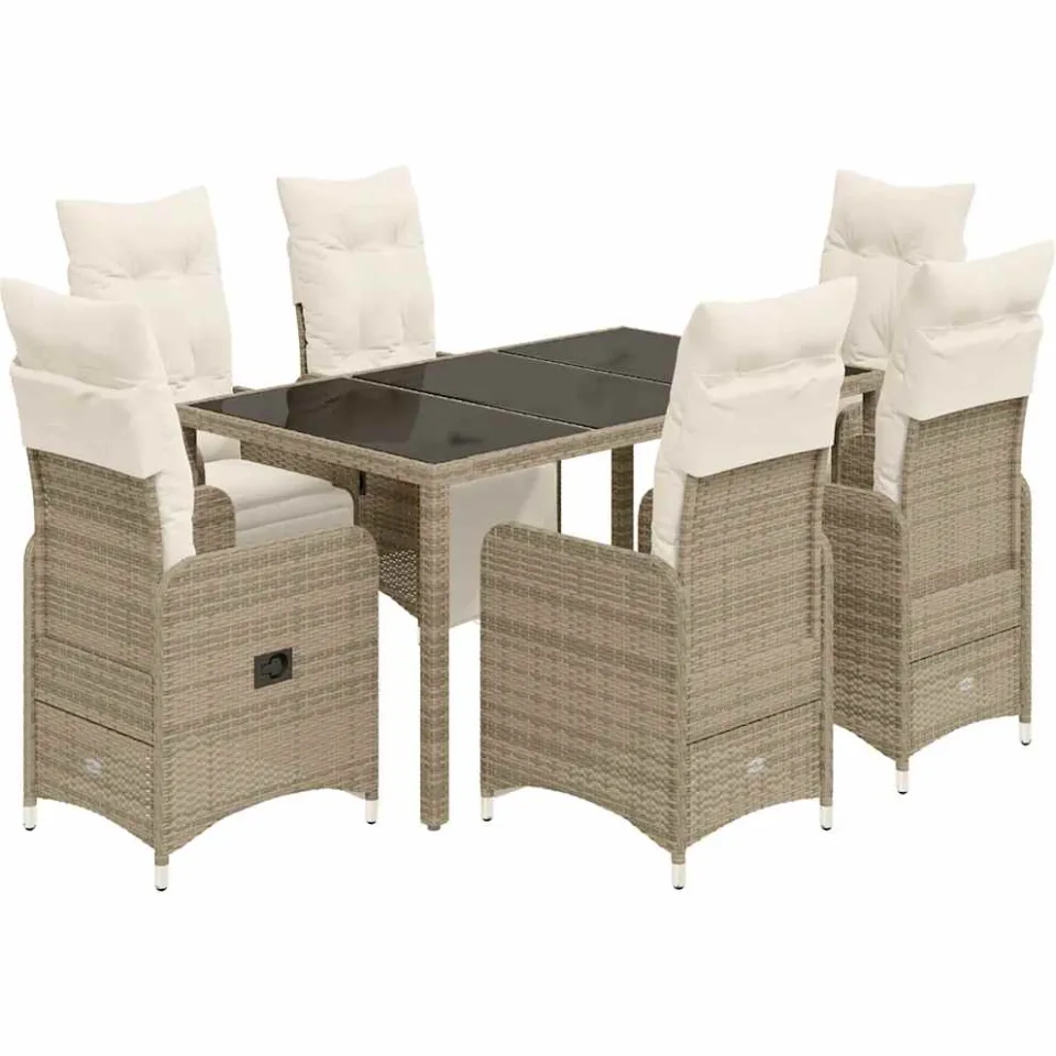 vidaXL 7-delige Bistroset met kussens poly rattan bruin, foto 3