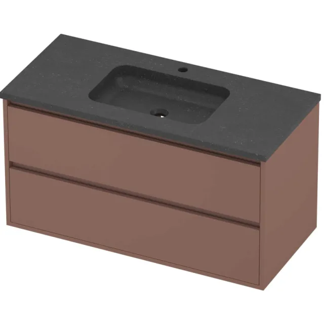 Proline Rollo Badmeubelset Hardsteen Elegant 2 Laden 100x46x54 cm Blue Stone Beauty Blush Rosé Goud