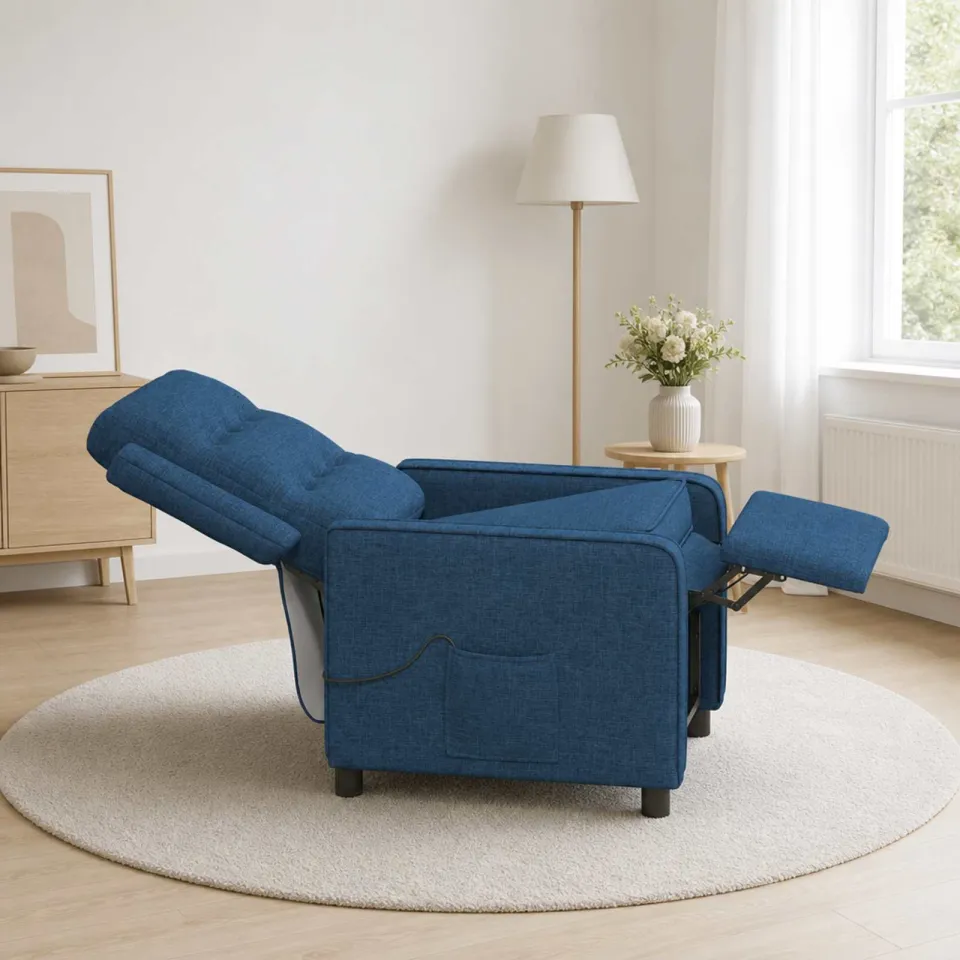 vidaXL Massage-relaxstoel Blauw 65 x 93 x 102 cm Stof, foto 4