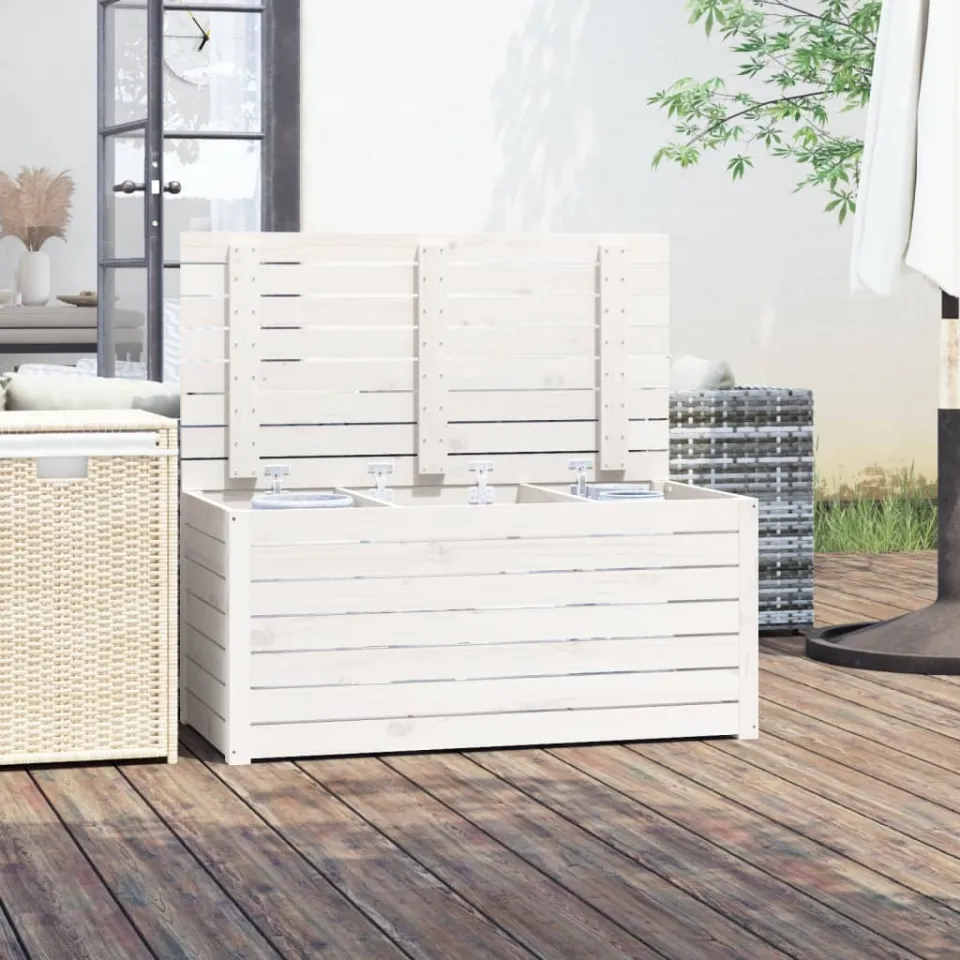 vidaXL Tuinbox 101x50,5x46,5 cm massief grenenhout wit, foto 4