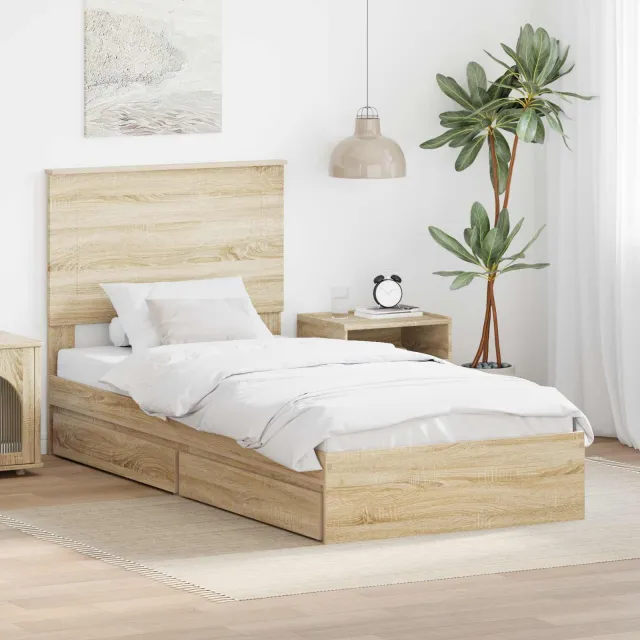 vidaXL Opslag bed Sonoma Eiken 90 x 200 cm Bewerkt hout