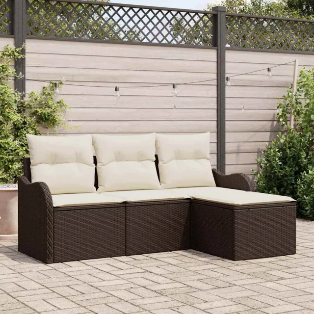 vidaXL Tuin Sofa Set 4 st Bruin poly rattan, foto 2