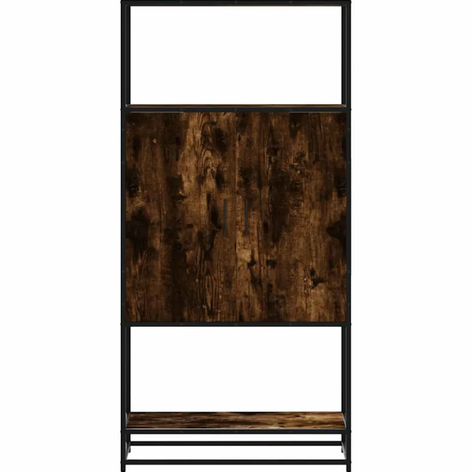 vidaXL Hoge kast 68x35x139cm bewerkt hout en metaal gerookt eikenkleur, foto 3