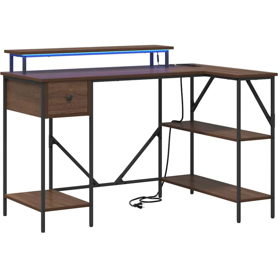 vidaXL Bureau Bruin Eiken 120 x 79 x 86,5 cm Bewerkt hout, foto 3