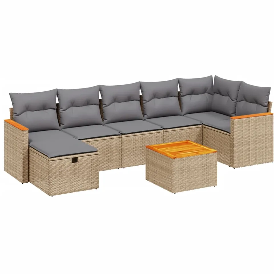 vidaXL Patio Sofa Set 7 st 7-zits Beige en Grijs, foto 3