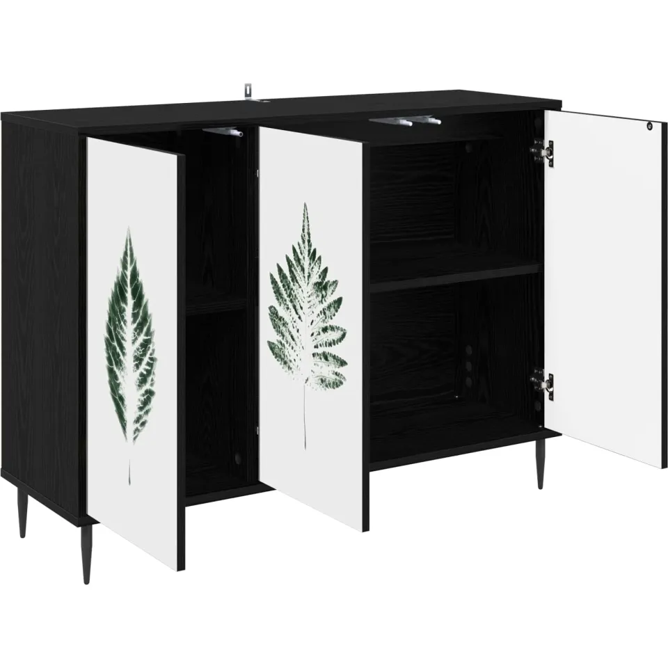vidaXL Dressoir HANAU Zwart eiken 102 x 33 x 76 cm Bewerkt hout