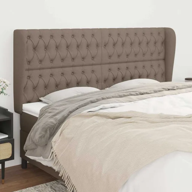 vidaXL Hoofdbord met randen 203x23x118/128 cm stof taupe