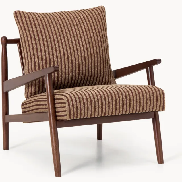 Westwing Collection Bouclé loungefauteuil Mikkel lichtbruin
