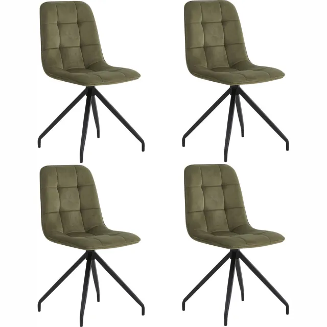 Colenis Farucci Eetkamerstoel - Set Van 2 - Olijfgroen - Velvet - Moderne Eetkamerstoel Met Spinpoot