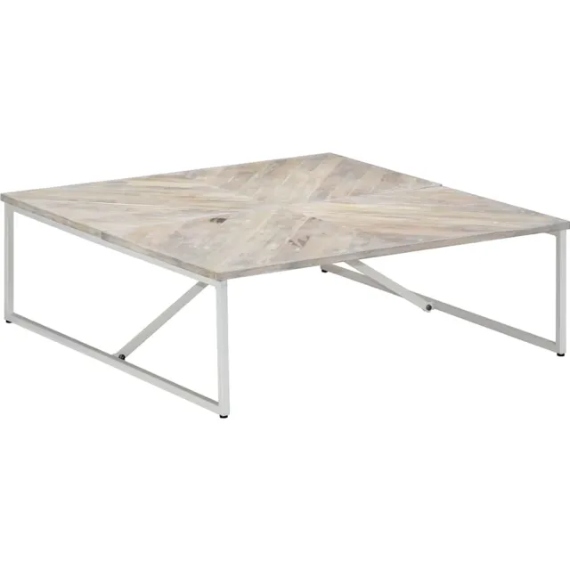 vidaXL Salontafel 110x110x36 cm massief mangohout wit, foto 2