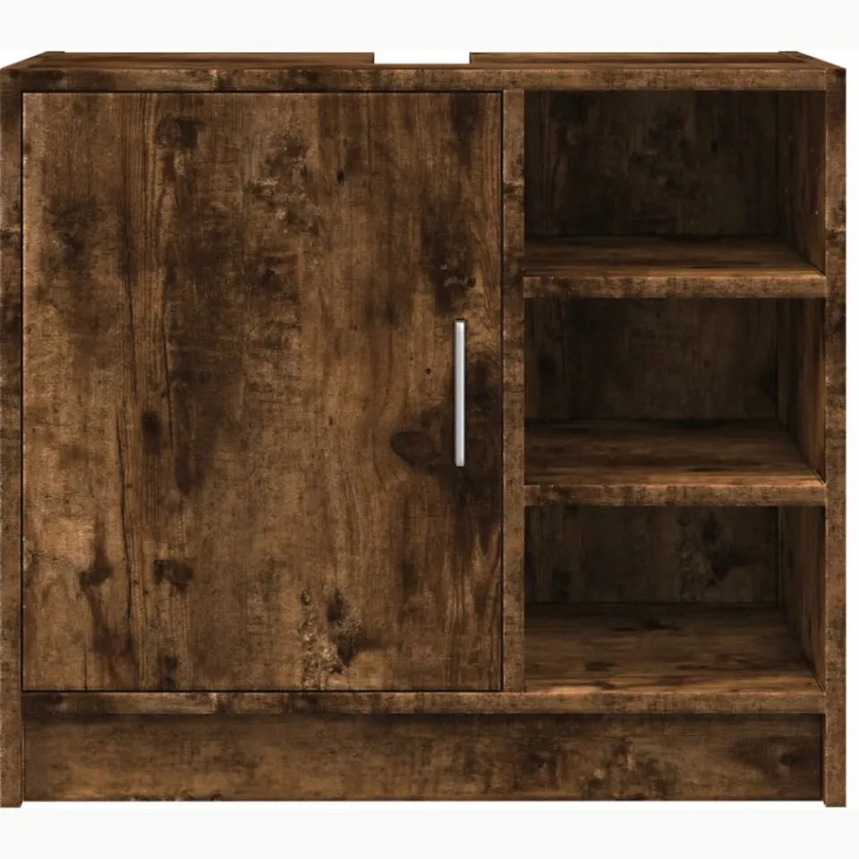 vidaXL Wastafelkast 63x29x55 cm bewerkt hout gerookt eikenkleurig, foto 4