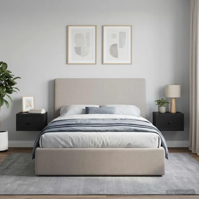 vidaXL Wandbeugel Bedkast 2 st Zwart 33 x 34,5 x 20 cm Bewerkt hout, foto 2