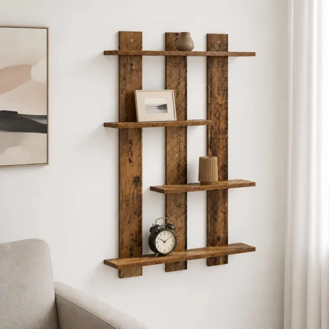 vidaXL Wandplank Oud hout 61 x 13,5 x 88 cm Bewerkt hout Bruin