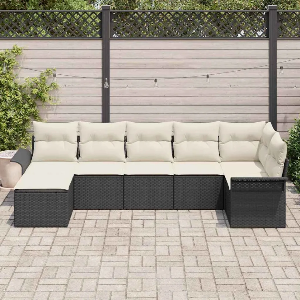 vidaXL Tuin Sofa Set 7 st Zwart poly rattan, foto 3