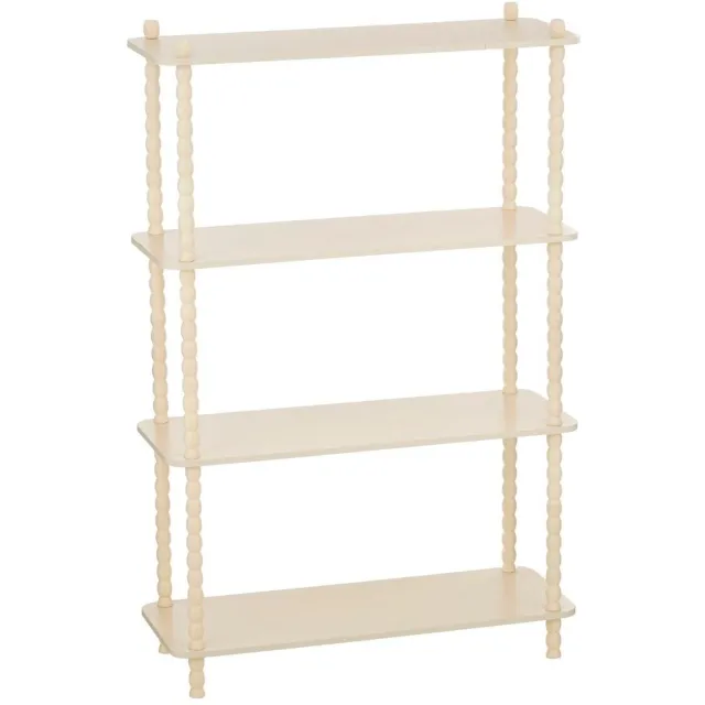 Mica Decorations Latty Plank Beige - Open Boekenkast met Gedraaide Poten - Decoratief Wandmeubel Gemaakt van Hout - Stijlvolle Boekenkast voor Woonkamer - 80x30x121cm