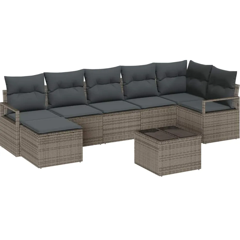 vidaXL Bankstel 8 st Lichtgrijs poly rattan