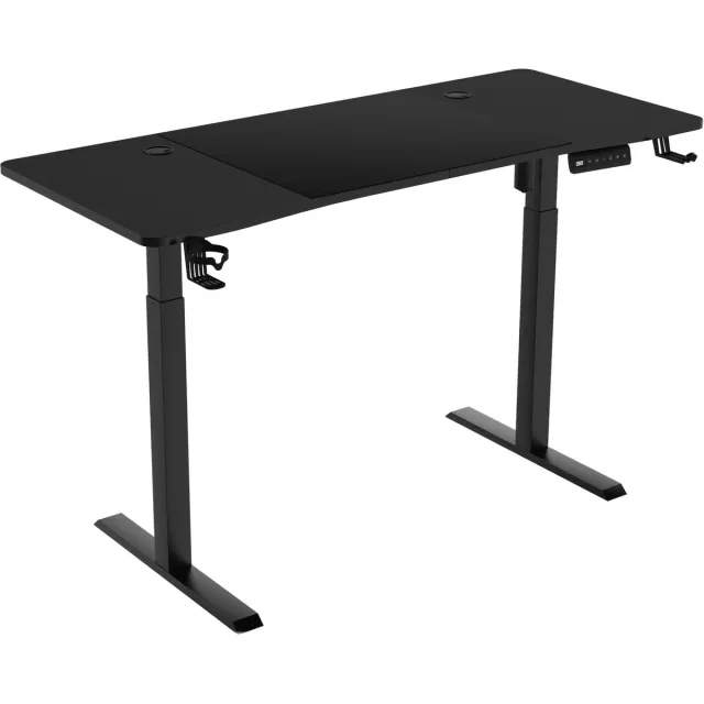 Aufun in hoogte verstelbaar computerbureau 140 x 60 cm - Staand bureau met kabelgoot en hoofdtelefoonhaak - Zwart