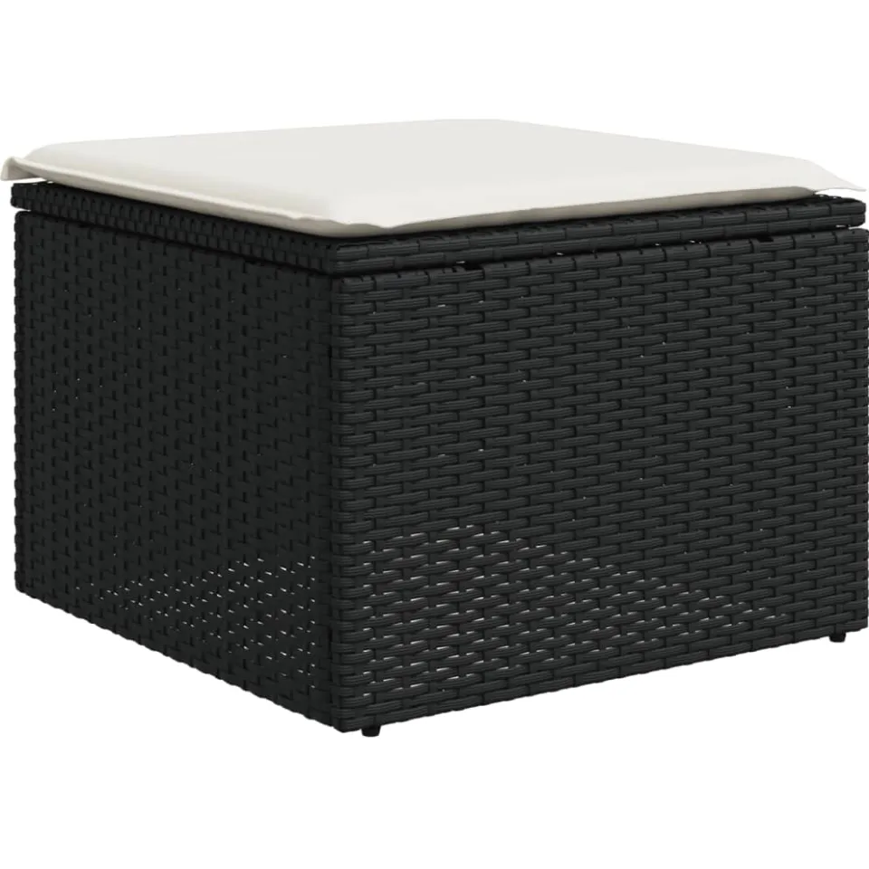 vidaXL 7-delige Loungeset met kussens poly rattan zwart, foto 4