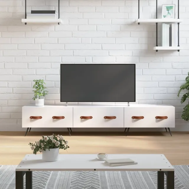 vidaXL Tv-meubel 150x36x30 cm bewerkt hout hoogglans wit, foto 2